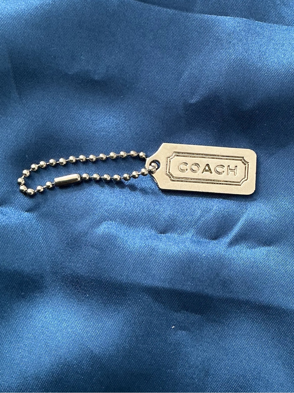 Coach Silver Tone Metal Tag Key & Card Holder Charm 3”x 1.25”